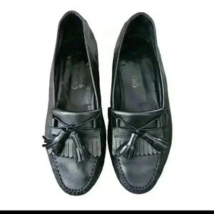 Salvatore Ferragamo Mens Leather Black Tasseled Loafer 7.5 EE (Double Wide)